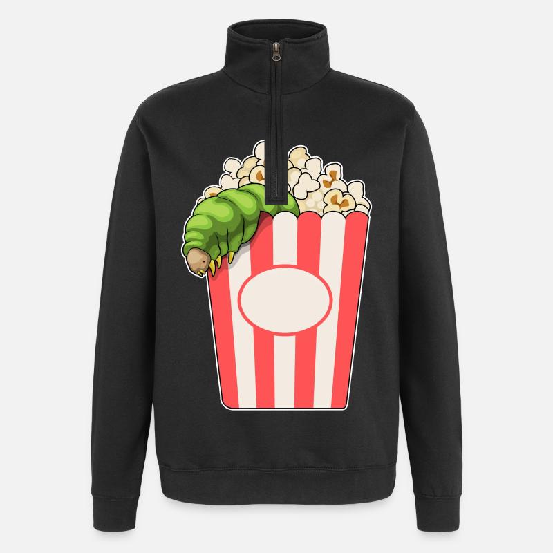 Maïs soufflé chenille - Sweat à zip 1/4 - noir
