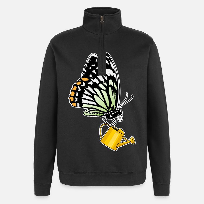 Schmetterling Gießkanne - Quarter-Zip-Sweatshirt - Schwarz