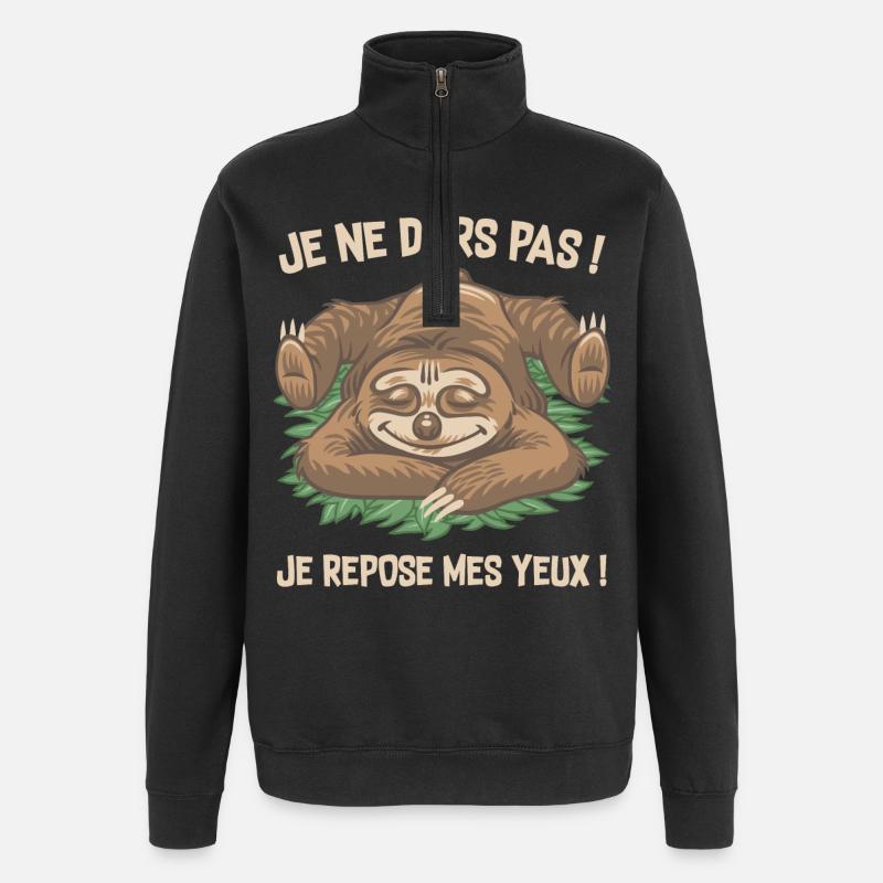 je ne dors pas ! - Sweat à zip 1/4 - noir