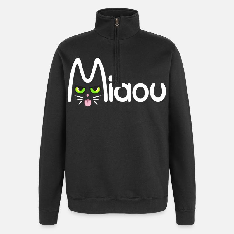 Miaou typographique - Sweat à zip 1/4 - noir