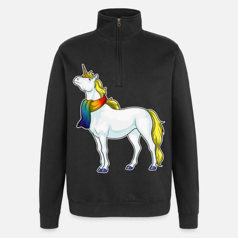 Einhorn Schal - Quarter-Zip-Sweatshirt - Schwarz