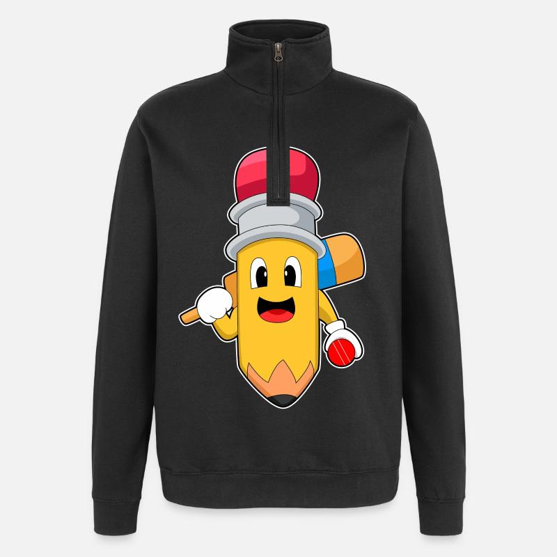 Bleistift Cricket Cricketschläger - Quarter-Zip-Sweatshirt - Schwarz