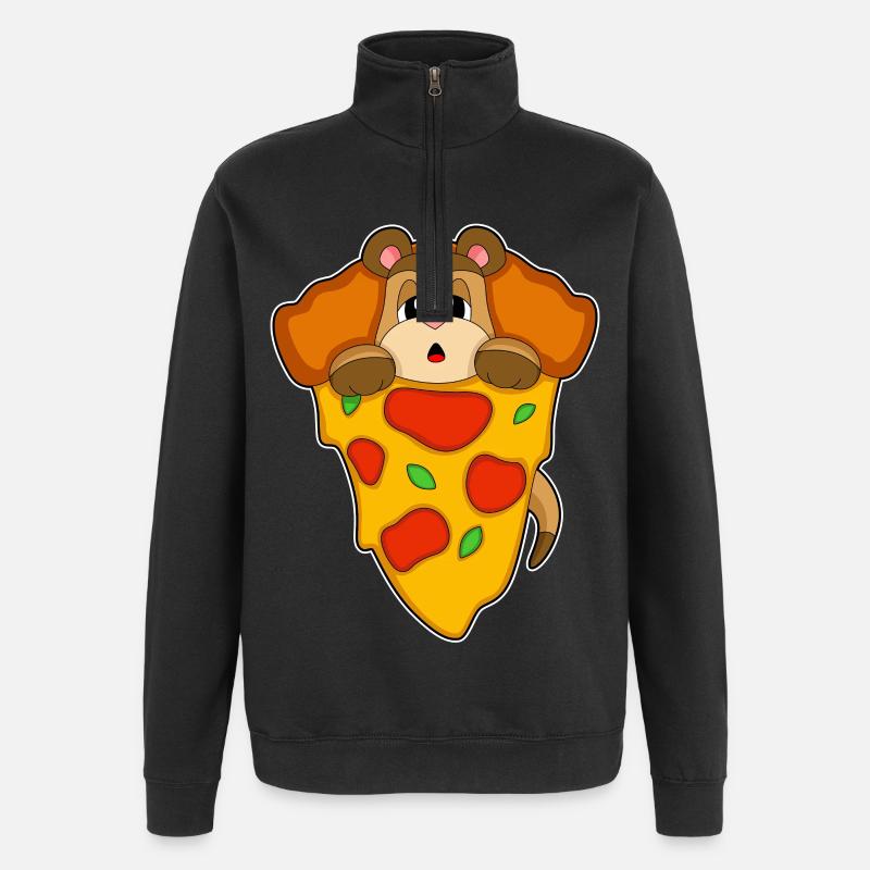 Erdmännchen Pizza - Quarter-Zip-Sweatshirt - Schwarz