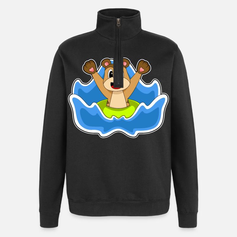 Erdmännchen Schwimmen Schwimmring Sommer - Quarter-Zip-Sweatshirt - Schwarz