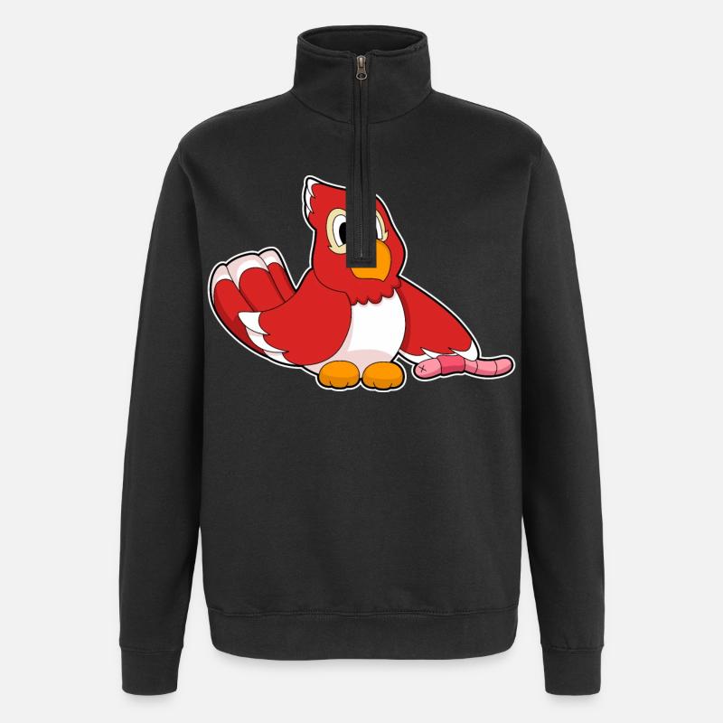 Ver perroquet - Sweat à zip 1/4 - noir