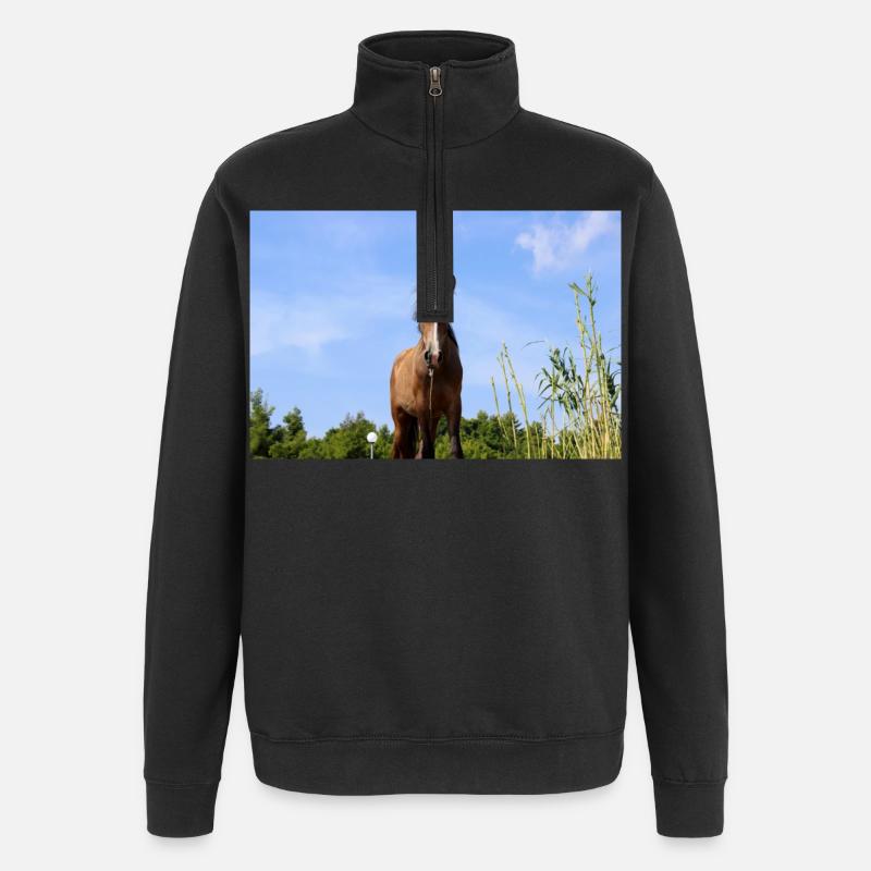 Affiche Cheval Cheval - Sweat à zip 1/4 - noir