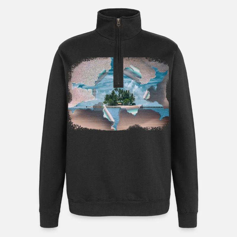 Le rêve de l’île - Sweat à zip 1/4 - noir