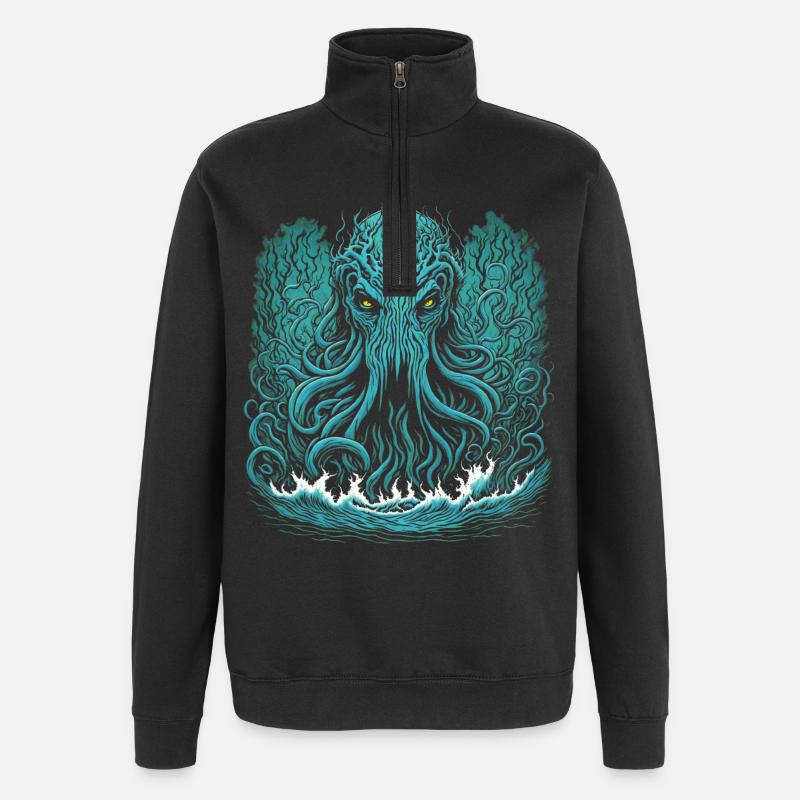 Cthulhu - Sweat à zip 1/4 - noir