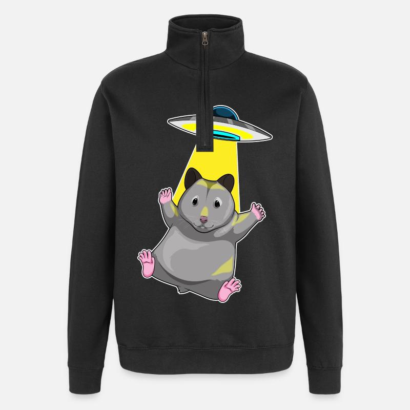 Hamster Spaceship Space - Sweat à zip 1/4 - noir
