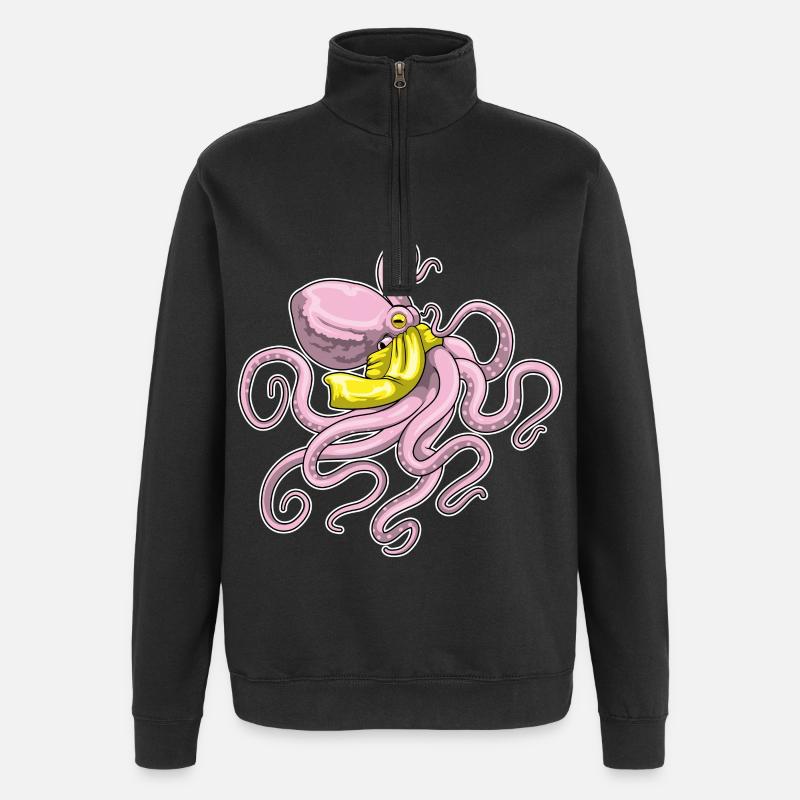 Echarpe de pieuvre - Sweat à zip 1/4 - noir