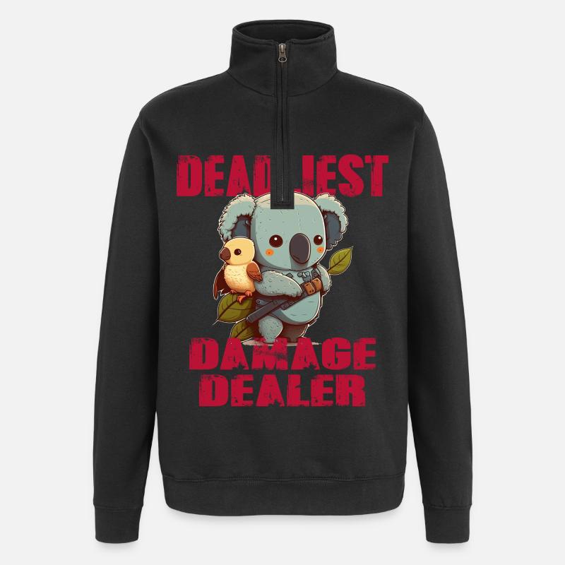 Tödlichster Schadenbringer Koalabär mit Vogel - Quarter-Zip-Sweatshirt - Schwarz
