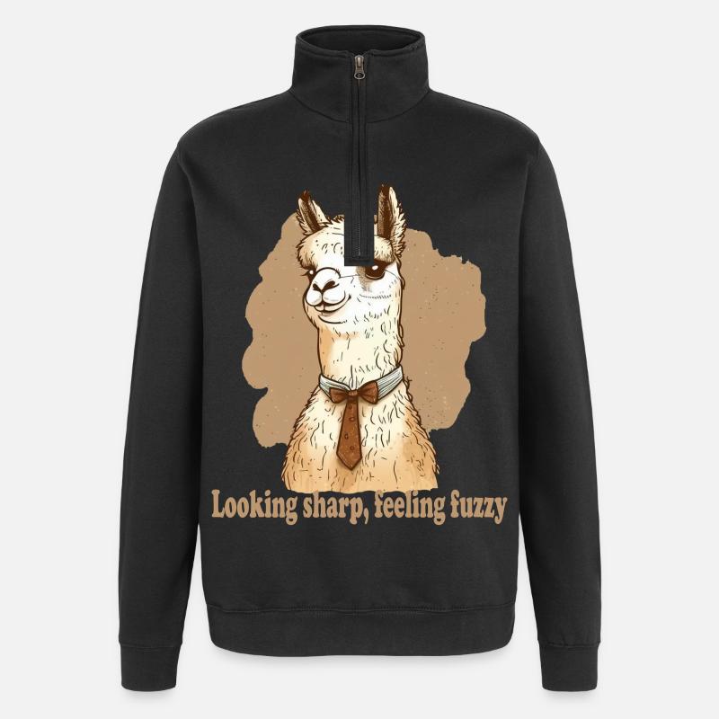 Looking sharp feeling fuzzy Lama - Quarter-Zip-Sweatshirt - Schwarz