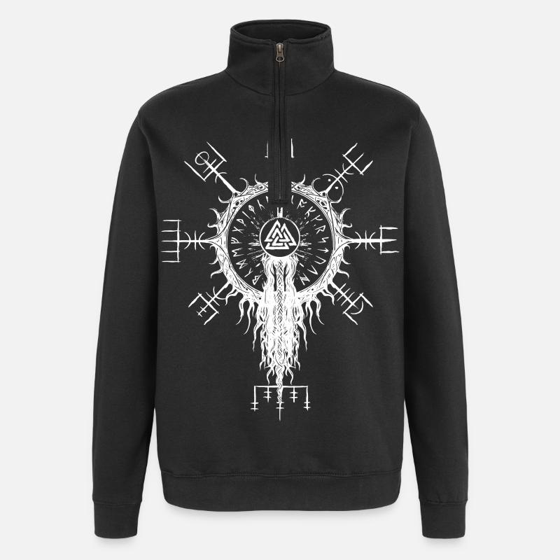 Vegvisir Wikinger Runen Kompass Wotansknoten - Quarter-Zip-Sweatshirt - Schwarz
