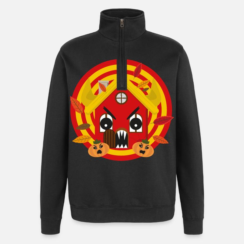 Häuschens Plausch im Herbst - Quarter-Zip-Sweatshirt - Schwarz