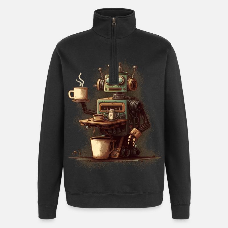 Robot de cuisson du café - Sweat à zip 1/4 - noir