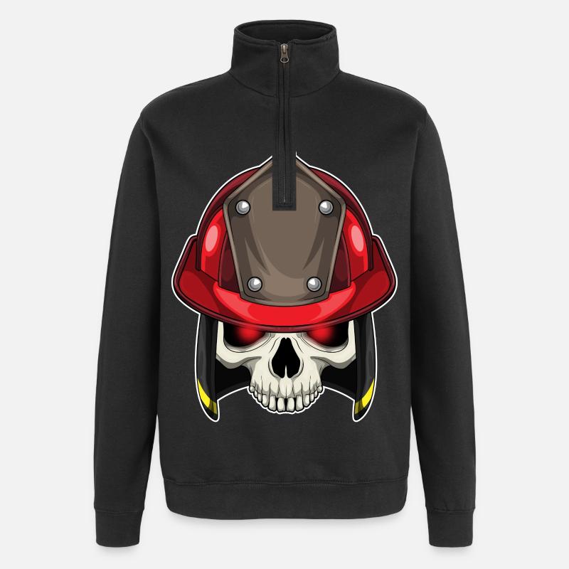 Skull Firefighter Fire Brigade - Sweat à zip 1/4 - noir
