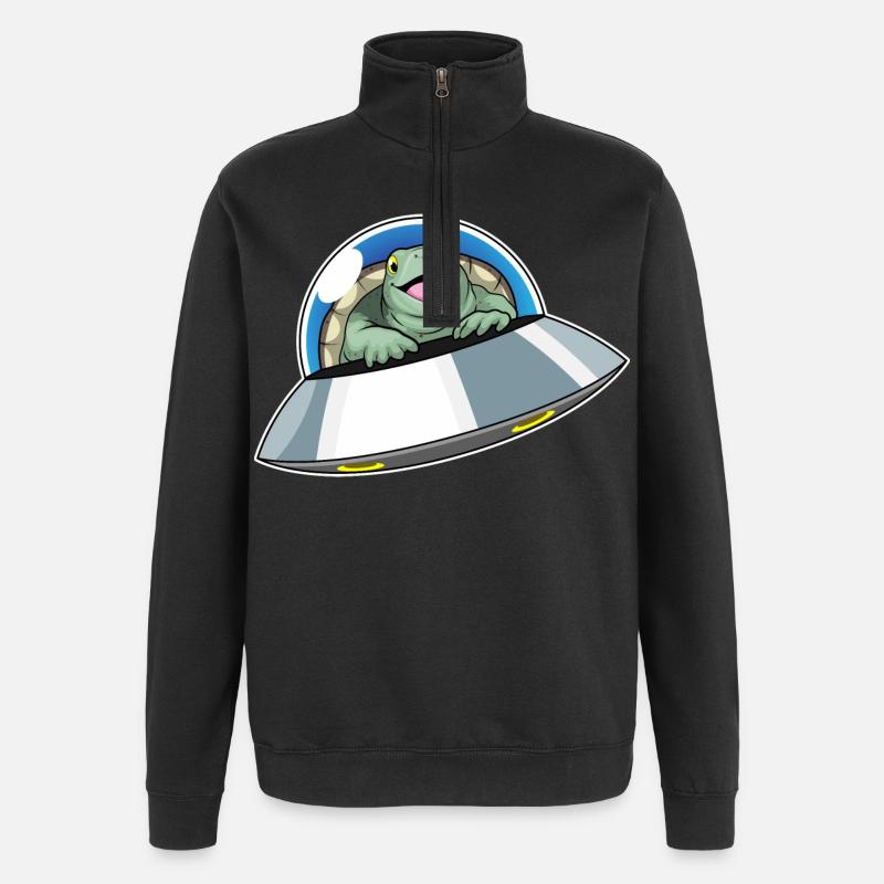 Turtle Spaceship Space - Quarter-Zip Sweatshirt - black