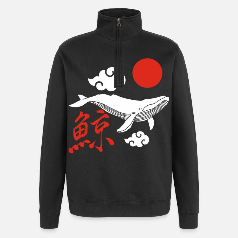 Weißer Wal und rote Sonne - Quarter-Zip-Sweatshirt - Schwarz