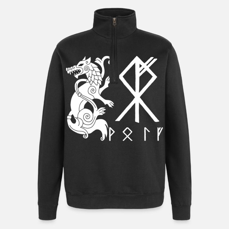 Weißer Wolf Fenrir - Quarter-Zip-Sweatshirt - Schwarz
