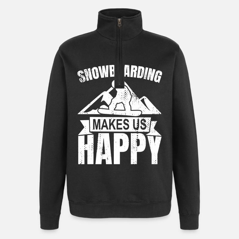 Snowboardspruch - Quarter-Zip-Sweatshirt - Schwarz