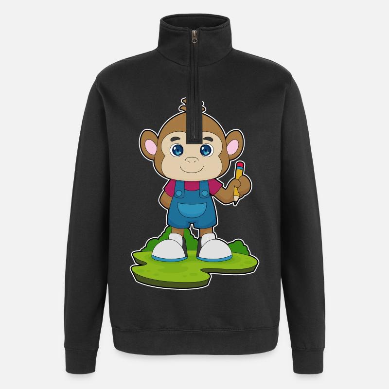 École Monkey Pencil - Sweat à zip 1/4 - noir