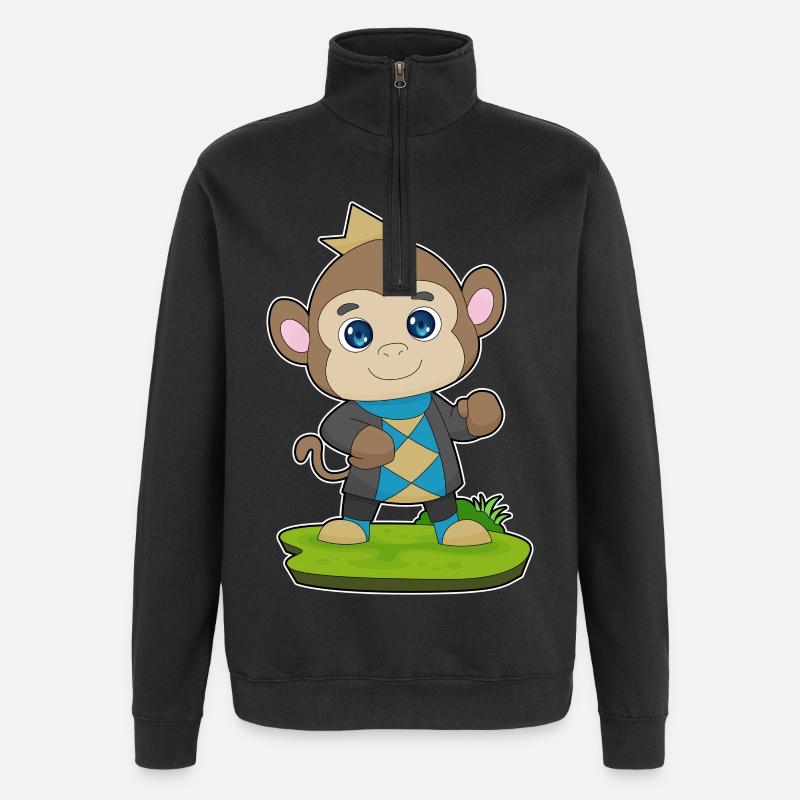 Affe Prinz Krone - Quarter-Zip-Sweatshirt - Schwarz