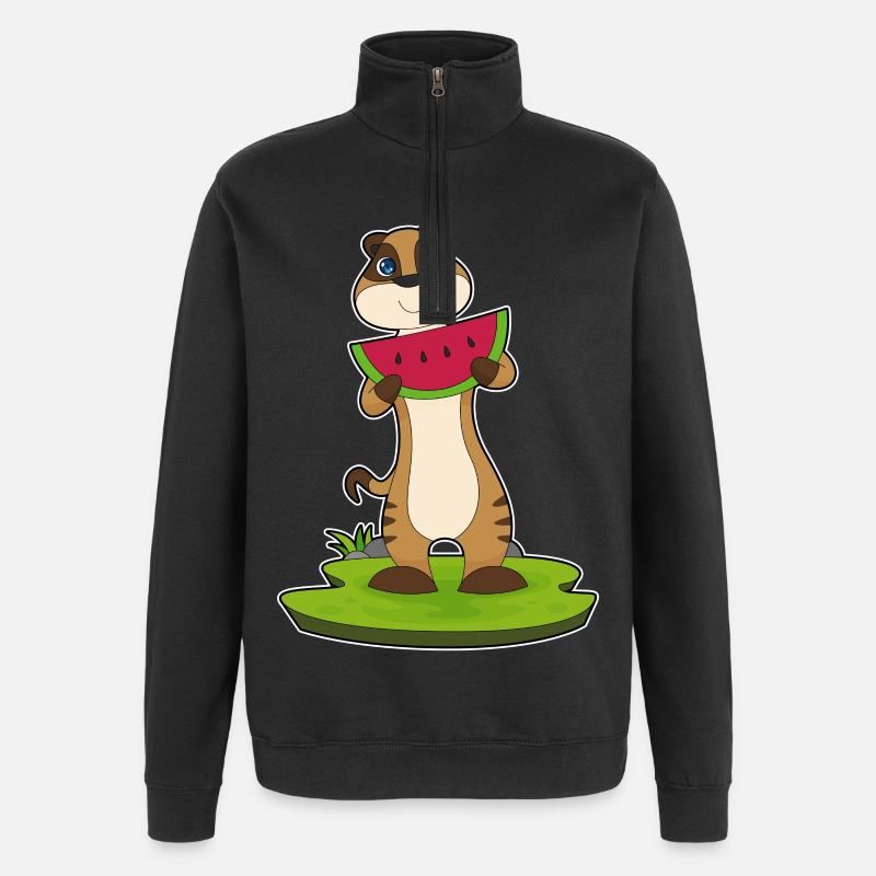 Erdmännchen Wassermelone Frucht - Quarter-Zip-Sweatshirt - Schwarz