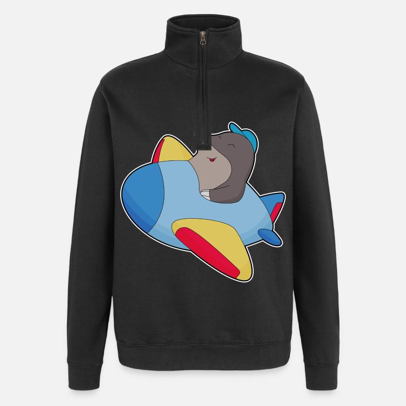 Mole Airplane - Quarter-Zip Sweatshirt - black