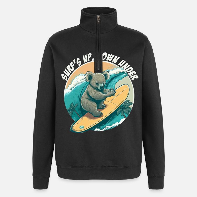 Down under surfender Koalabär - Quarter-Zip-Sweatshirt - Schwarz