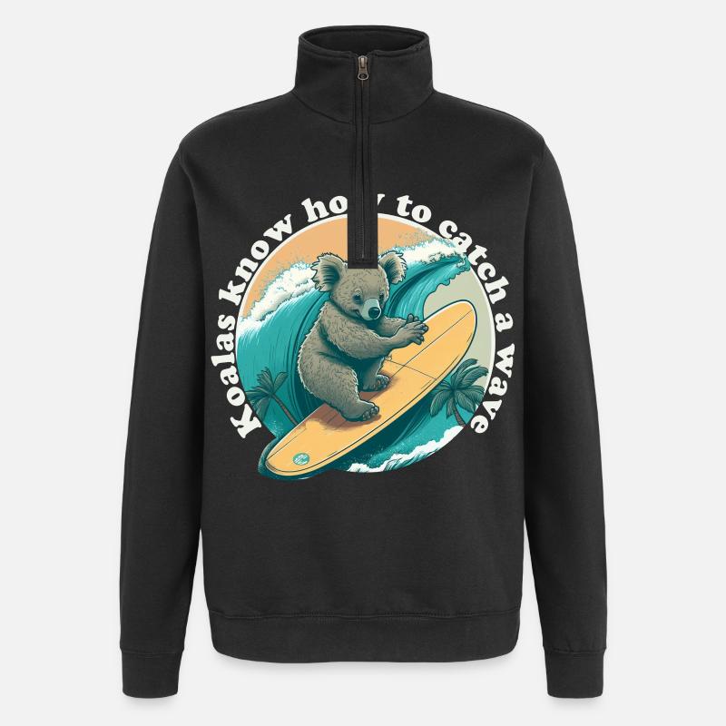 Attrapez une vague Koalabaer - Sweat à zip 1/4 - noir