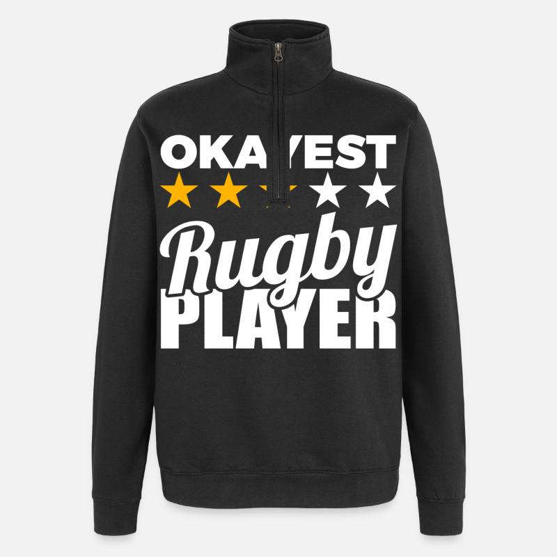 Witziger Rugbyspieler - Quarter-Zip-Sweatshirt - Schwarz