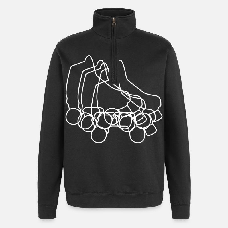 Roller Skates Zeichnung - Quarter-Zip-Sweatshirt - Schwarz