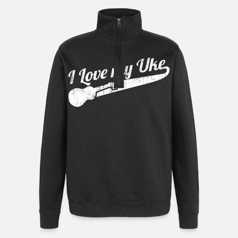 J’aime mon Uke - Sweat à zip 1/4 - noir
