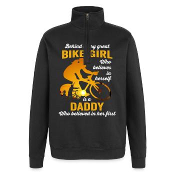 Fille de vélo - Sweat à zip 1/4 - noir - Devant - AI Model Female 172 light (172cm) & AI Model Male 178 dark (178cm)