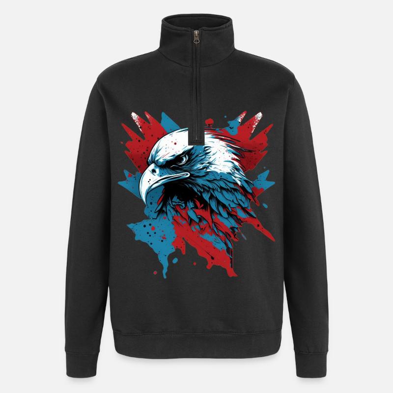 Patriotic Eagle - Quarter-Zip Sweatshirt - black