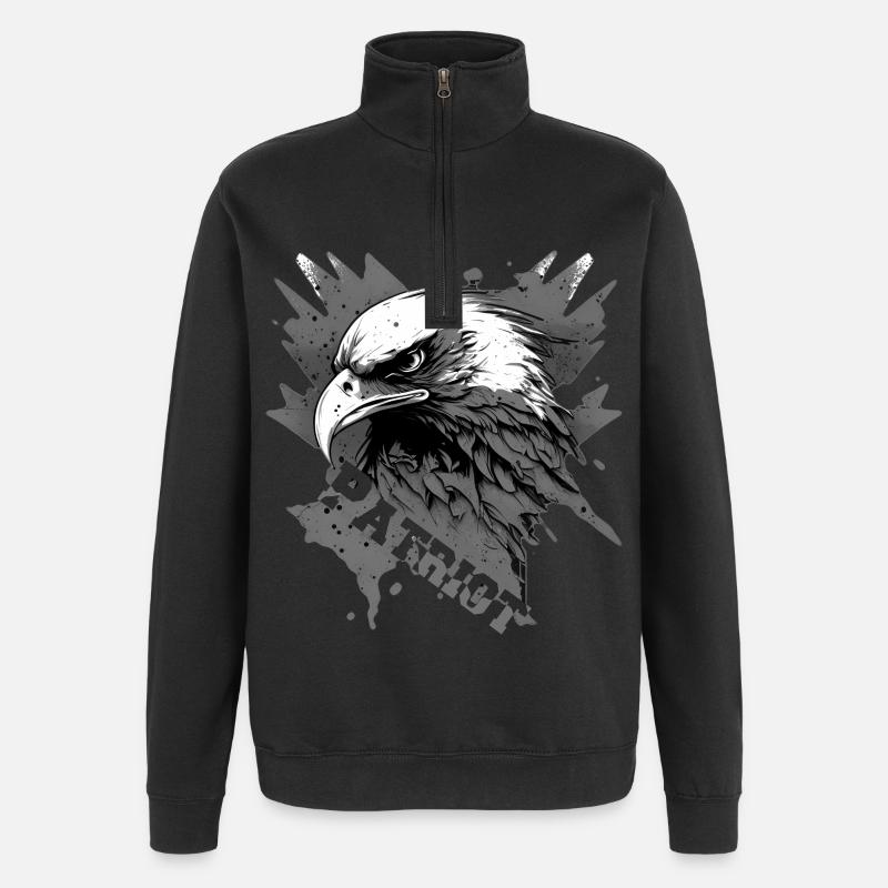 Patriotic eagle with lettering - Quarter-Zip Sweatshirt - black