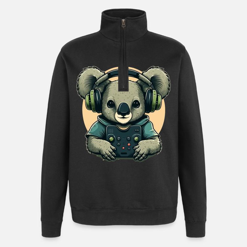 Koala ours avec Walkman - Sweat à zip 1/4 - noir
