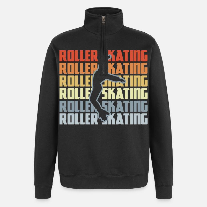 Rollschuh Disco - Quarter-Zip-Sweatshirt - Schwarz