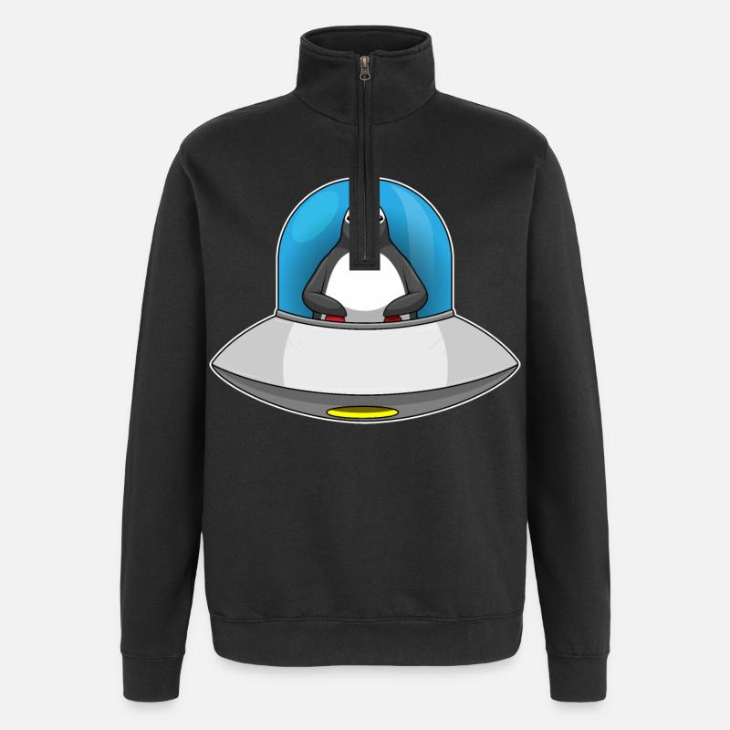 Penguin Spaceship Space - Sweat à zip 1/4 - noir