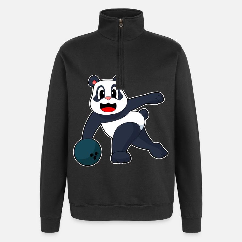 Panda Bowling Bowlingkugel - Quarter-Zip-Sweatshirt - Schwarz