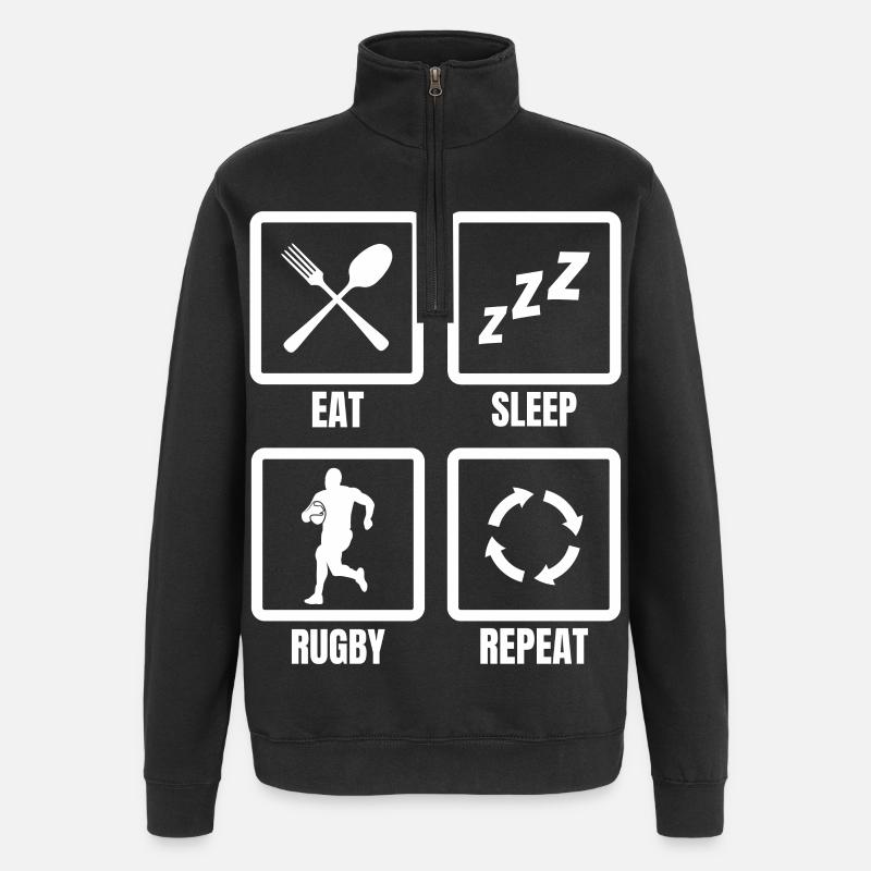 Manger dormir Rugby Répéter - Sweat à zip 1/4 - noir