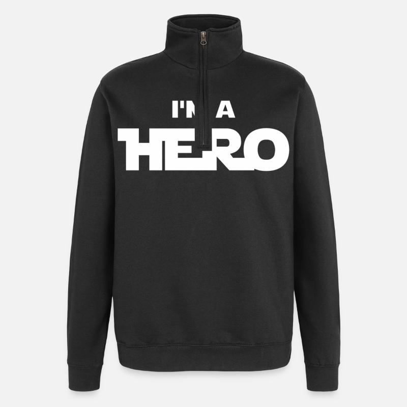 Ich bin ein Held (weiß) - Quarter-Zip-Sweatshirt - Schwarz
