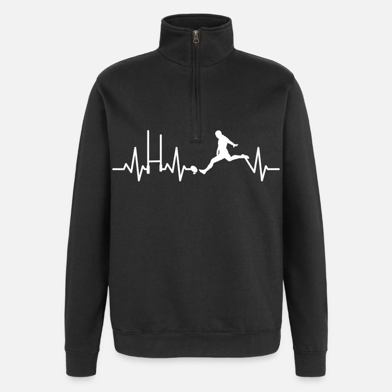 Battement de cœur de rugby - Sweat à zip 1/4 - noir