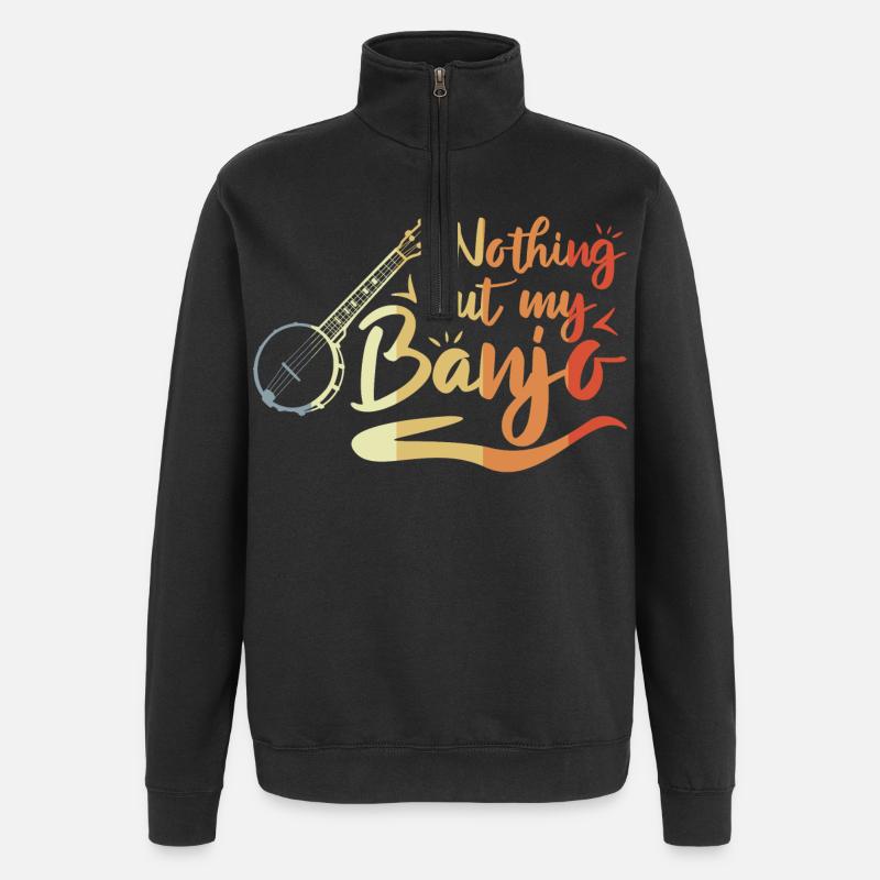 Witziger Banjospieler Spruch - Quarter-Zip-Sweatshirt - Schwarz