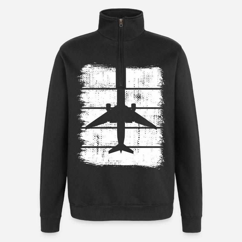 Croquis de l’avion - Sweat à zip 1/4 - noir
