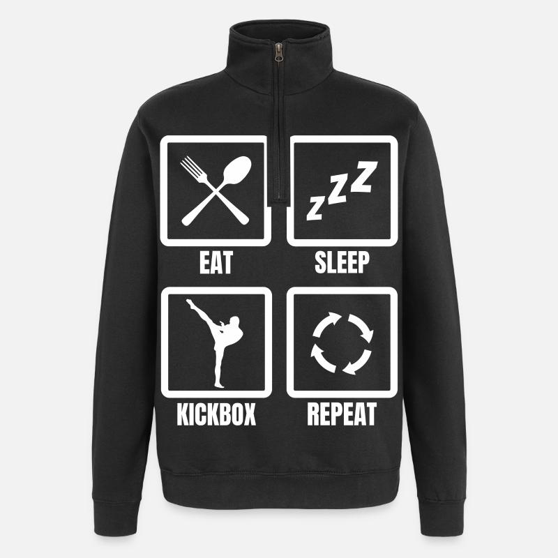 Manger du sommeil Kickbox Répéter - Sweat à zip 1/4 - noir