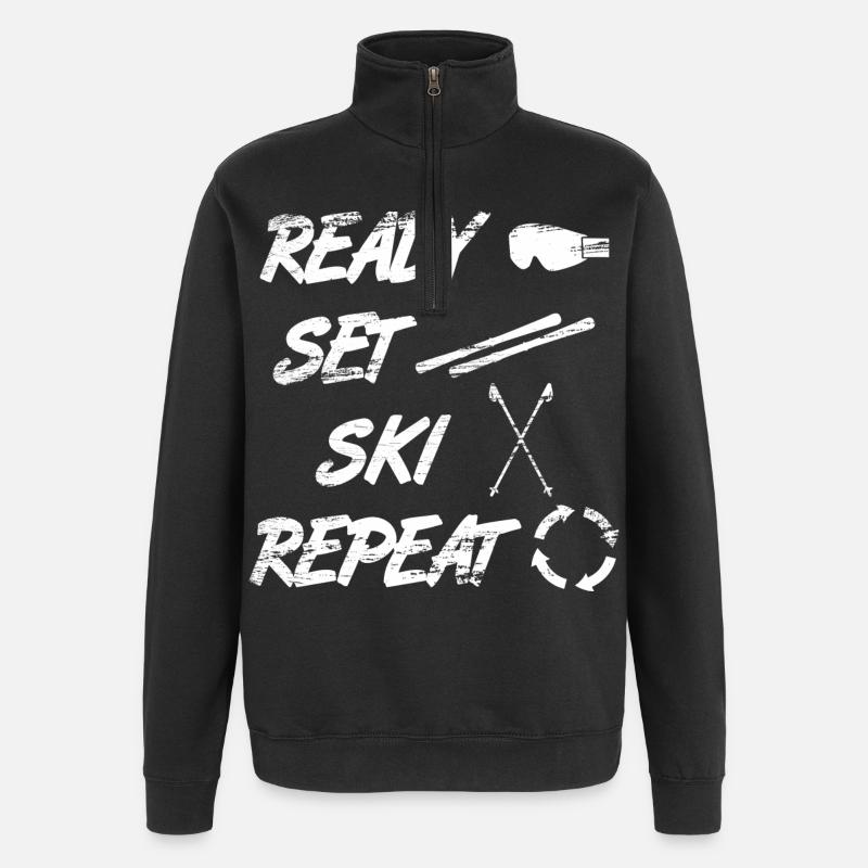 Spruch Skifahrer - Quarter-Zip-Sweatshirt - Schwarz