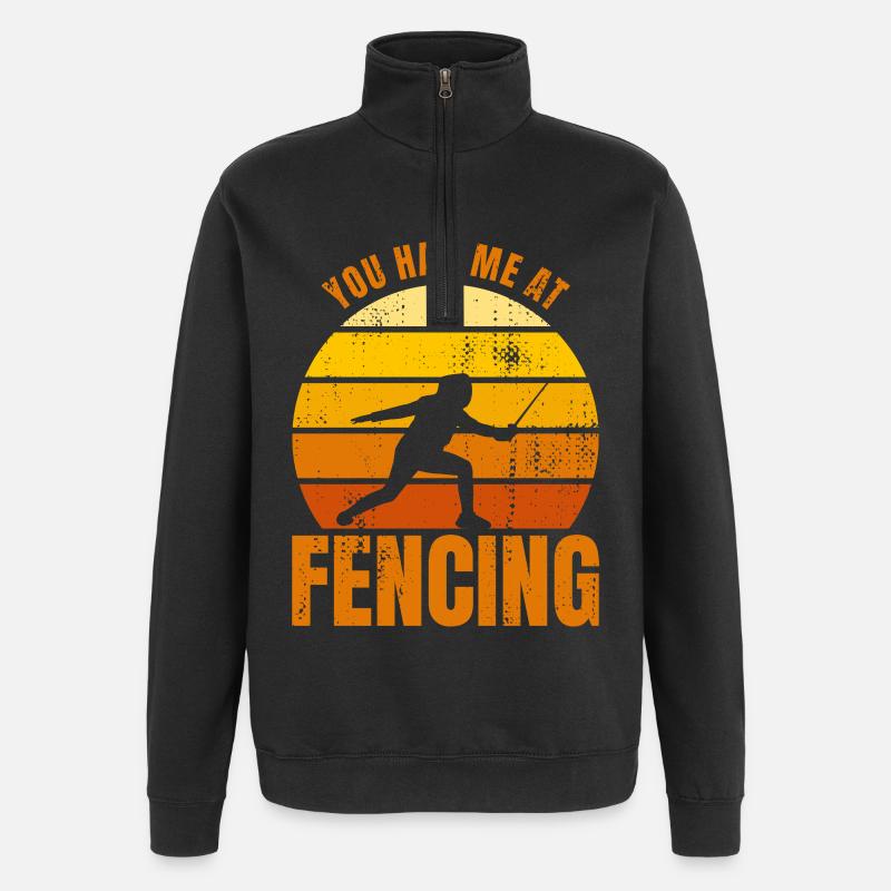 Fecht Witz - Quarter-Zip-Sweatshirt - Schwarz