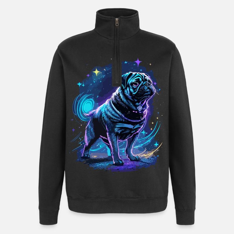 Pug Midnight Magic - Quarter-Zip Sweatshirt - black