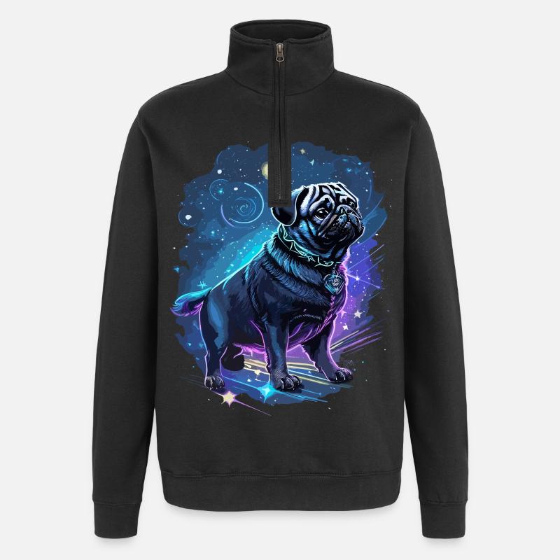 mythischer Mops Hund - Quarter-Zip-Sweatshirt - Schwarz